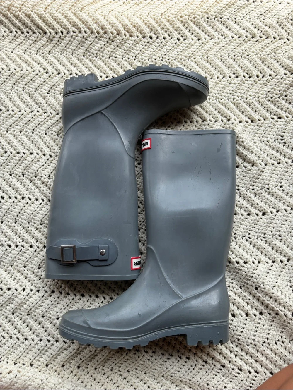 Hunter Matte Gray Waterproof Knee-High Rain Boots